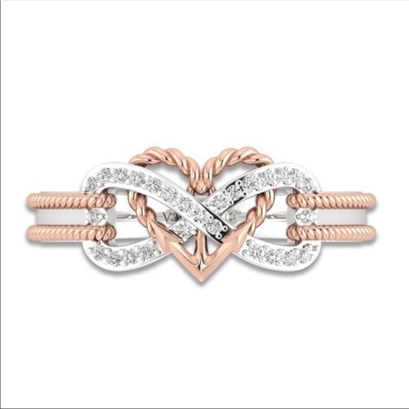 NWT White Saphire Heart and Infinity Ring - Picture 2 of 5